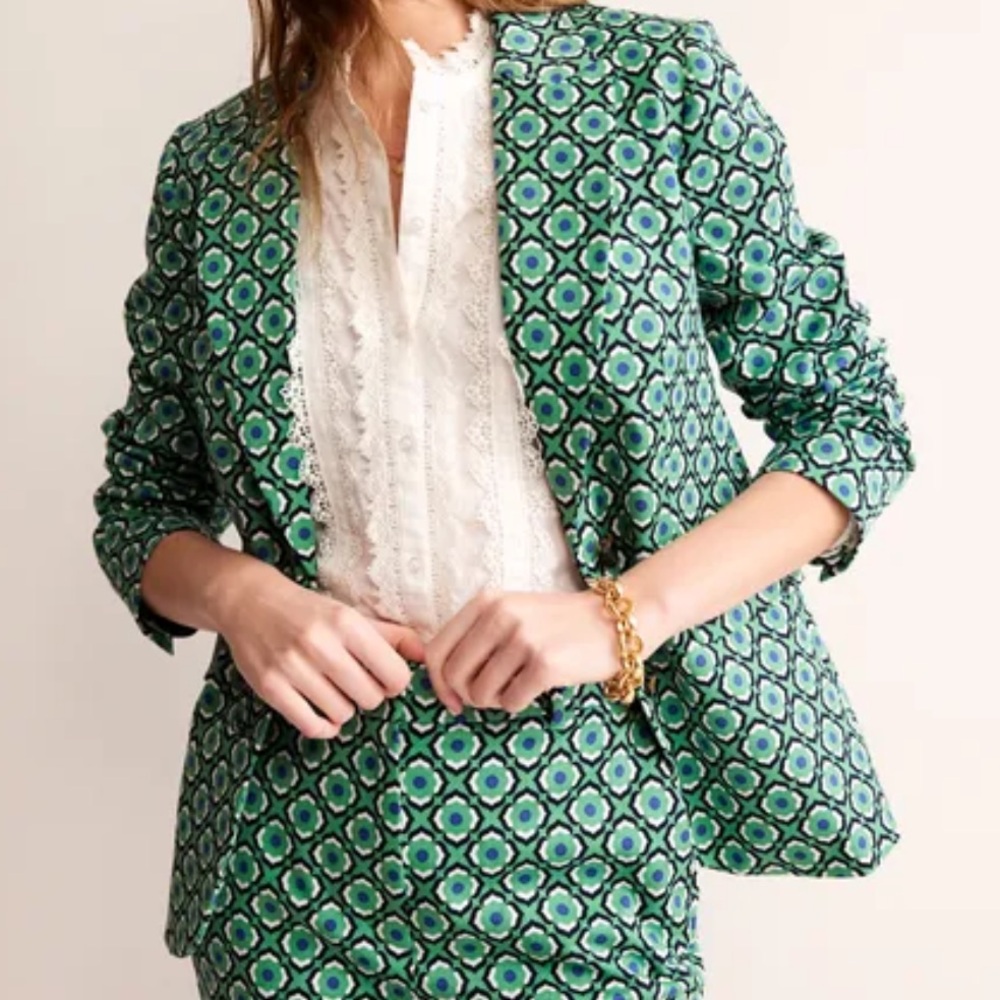 BODEN MARYLEBONE BI-STRETCH BLAZER MING GREEN GEO POME - 12